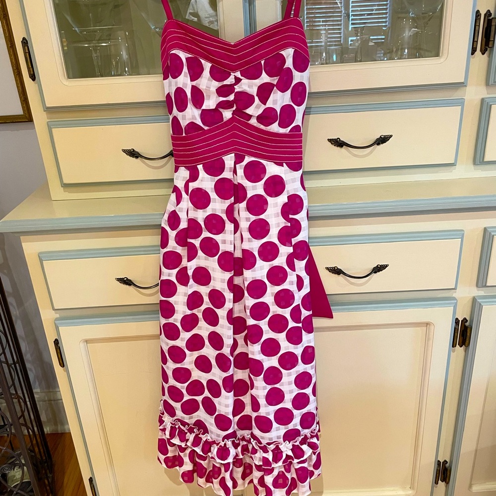 Fun polka dot dress in hot pink/magenta sz S